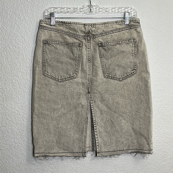 Zara Gray Wash Denim Pencil Short Jean Skirt Womens Small Back Split Coquette - Picture 2 of 12